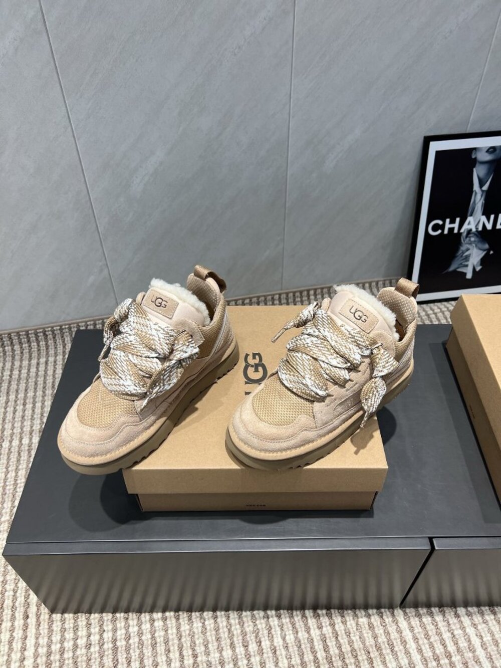 UGG Beige Lace-Up Sneakers with Chunky Sole – Brand New